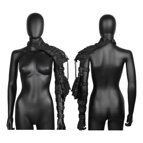 Gothic Punk Ενός Ώμου Μαύρη με Λουράκια Αγκράφα και Τσάντα 