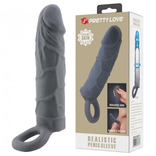 PRETTY LOVE - REALISTIC SKIN PENIS SLEEVE DARK GREY