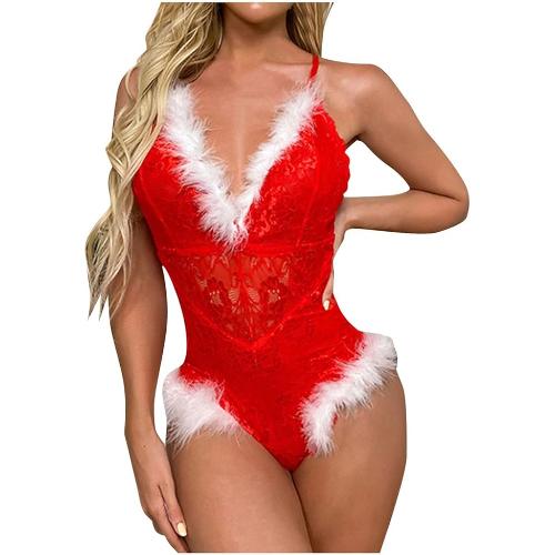 Women Sexy Lingerie Christmas Costume Red
