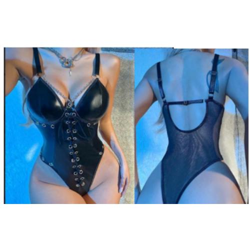 Lingerie Spicy Girl Fun Sexy Shaping Lacquer Leather Bodysuit