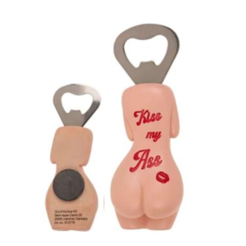 The metal “Kiss My Ass” bottle opener with magnet