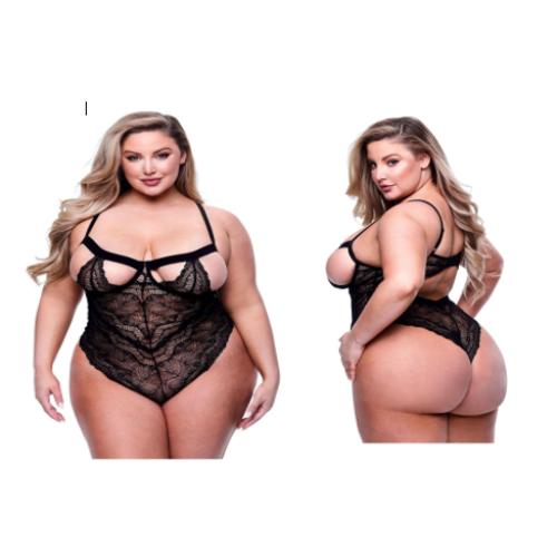 Sexy Strappy Lace Teddy Black, Queen