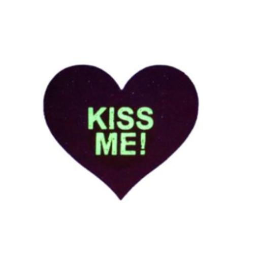 Glow In The Dark Kiss Me Heart Nipple Pasties Black