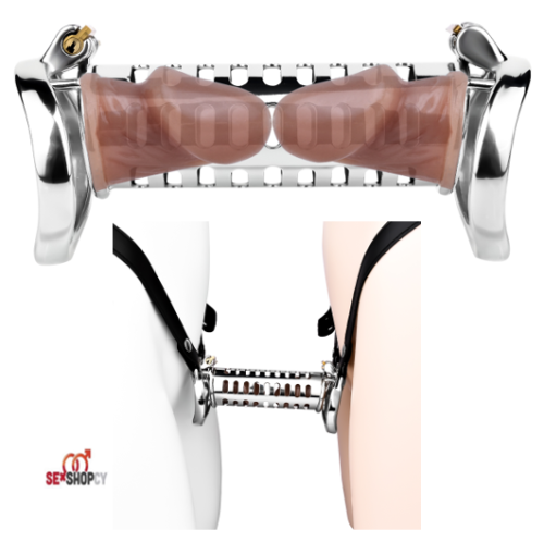 LustLink Duo Cock Ring - Ένα Διπλό Μεταλλικό  Κλουβί Αγνότητας