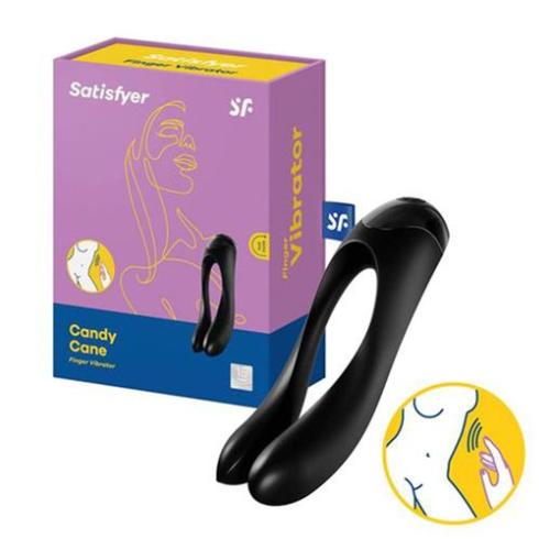 SATISFYER - CANDY CANE FINGER VIBRATOR BLACK
