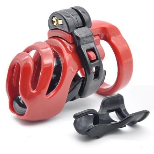 Plastic 3D Male Cock Cage - Long Black+Red
