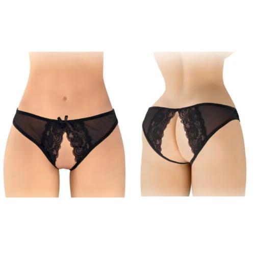 Christine Crotchless Bikini, Black, S-L