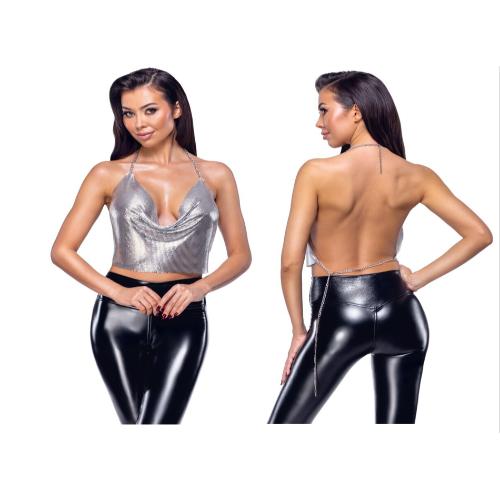Silver-coloured, metal crop top