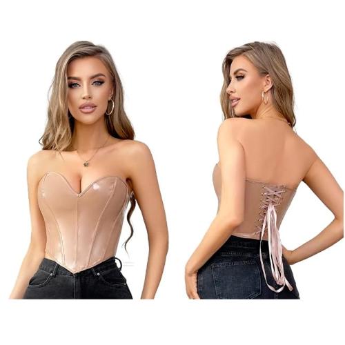 Lace-up vinyl corset
